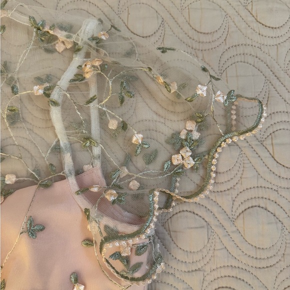 Floral Embroidered Peach Dress - Picture 8 of 11